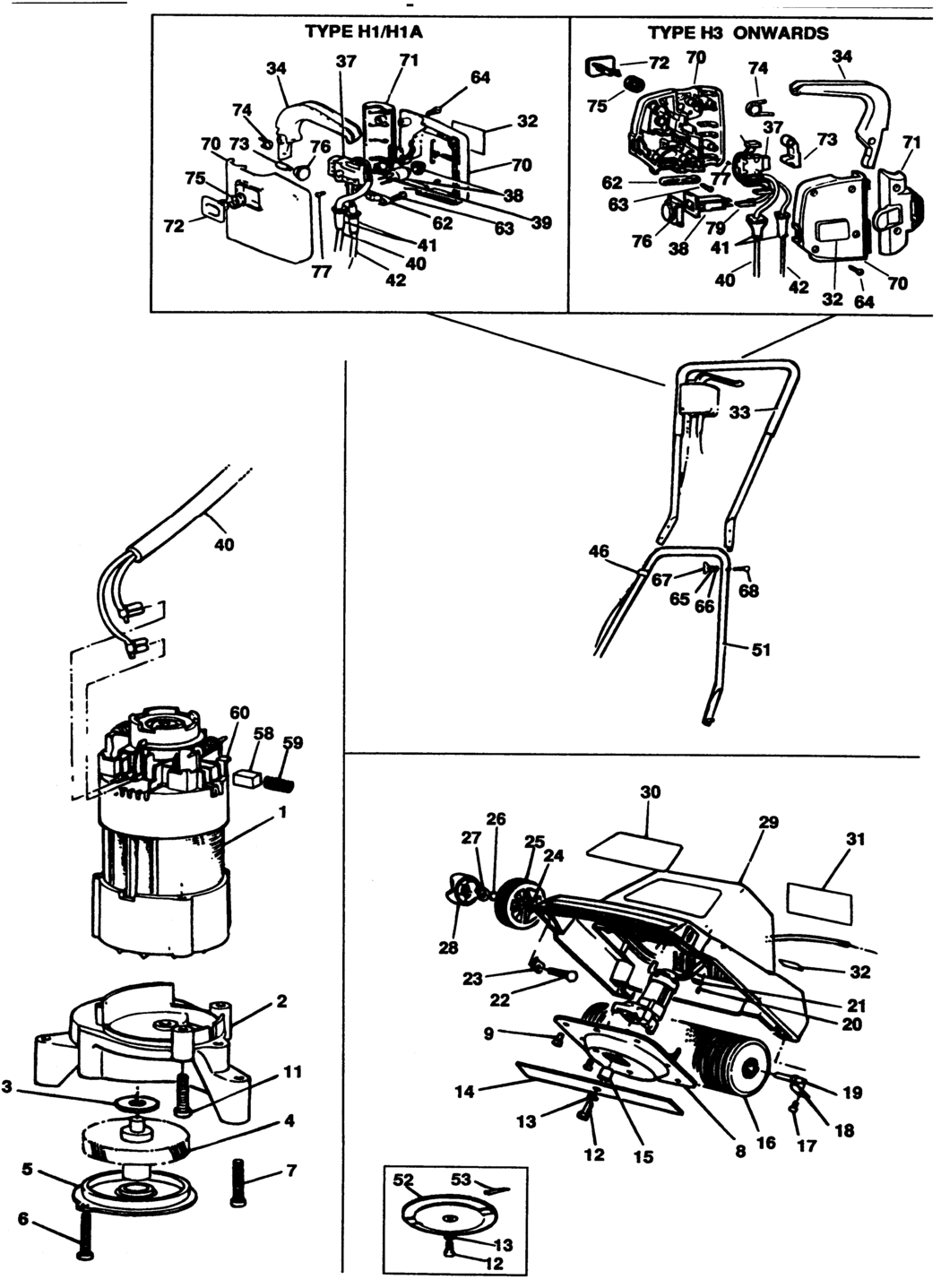 Black & Decker GR104 Type 1 Rotary Mower Spare Parts