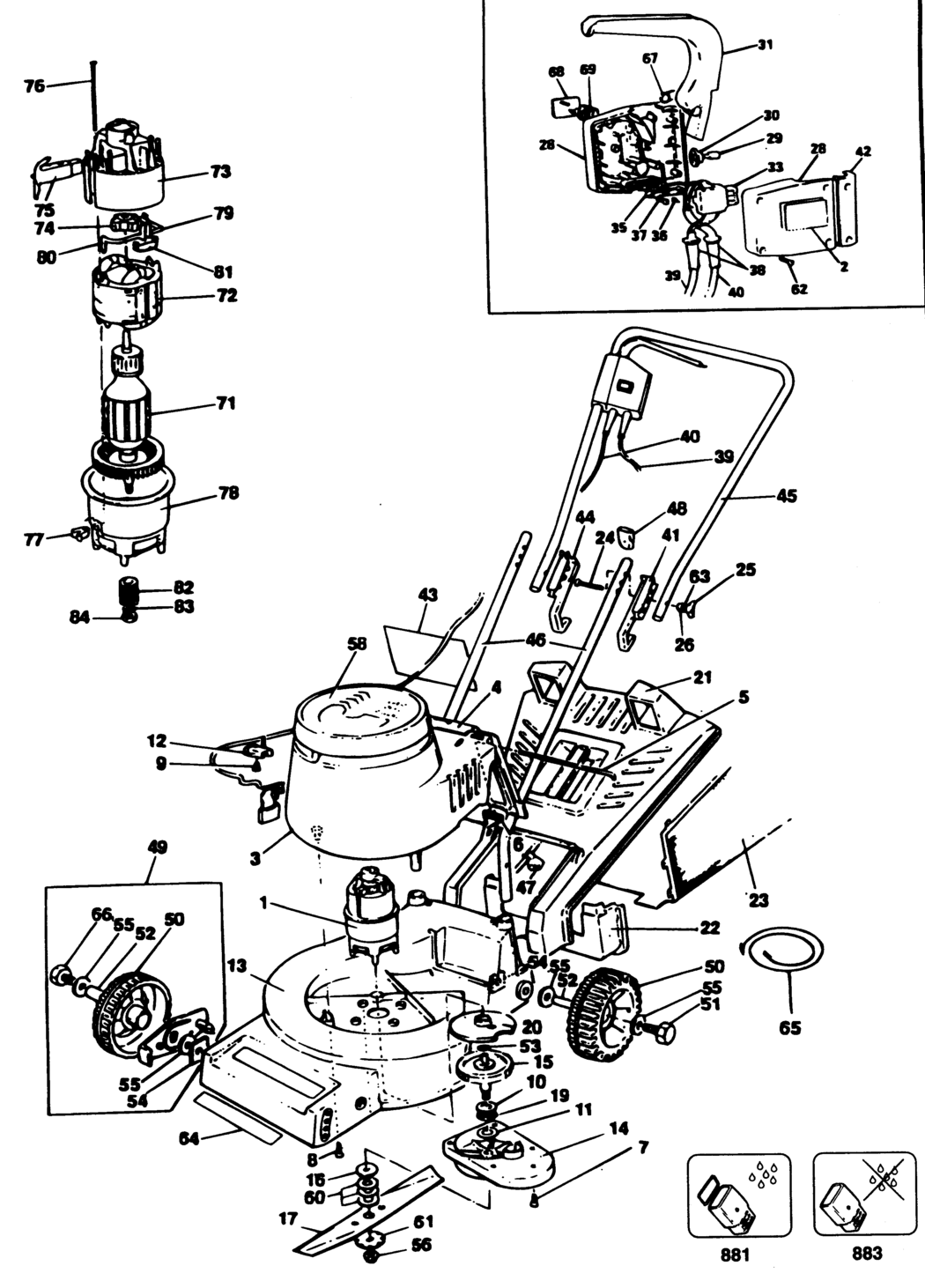 Black & Decker GR200 Type 1 Rotary Mower Spare Parts