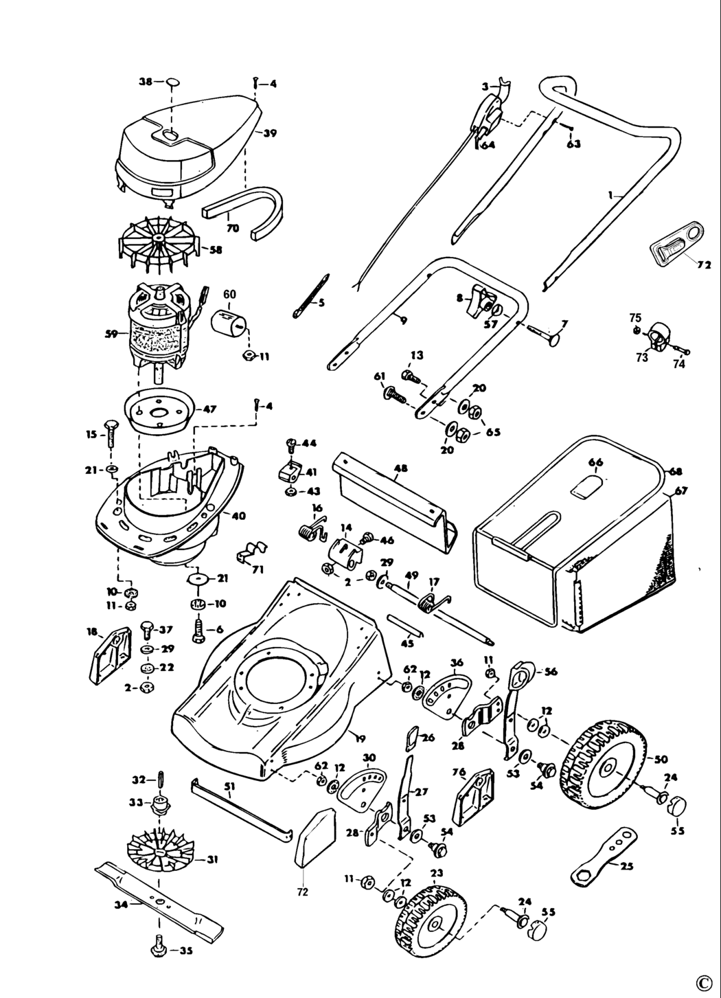 Black & Decker GR421C Type 1 Rotary Mower Spare Parts