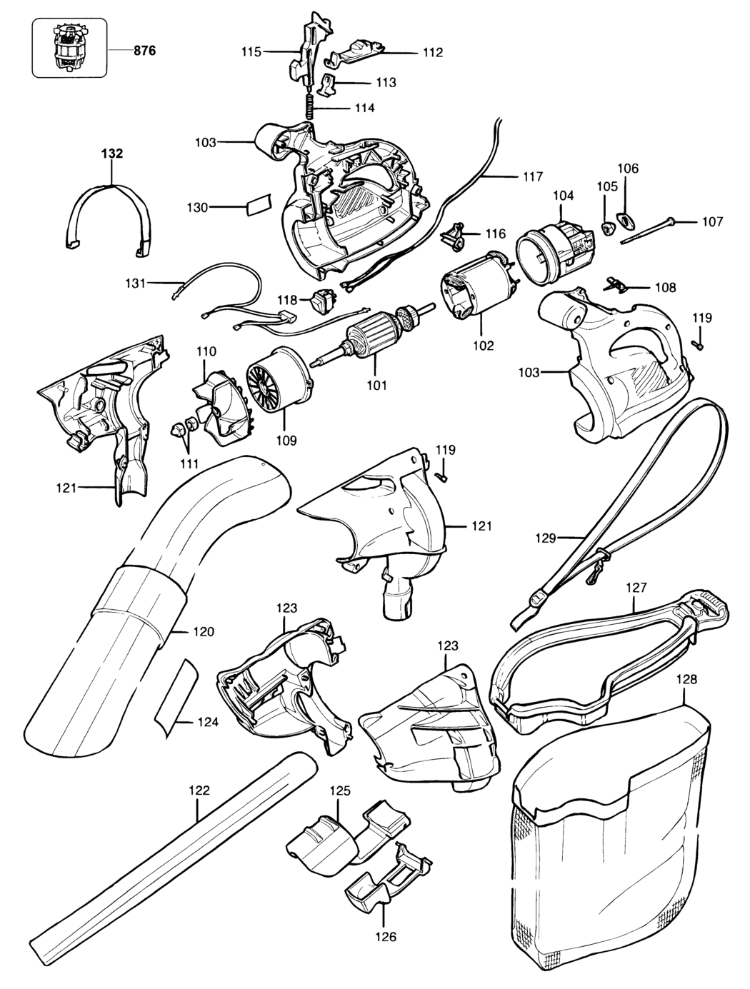 Black & Decker GW200 Type 1 Blowvac Spare Parts