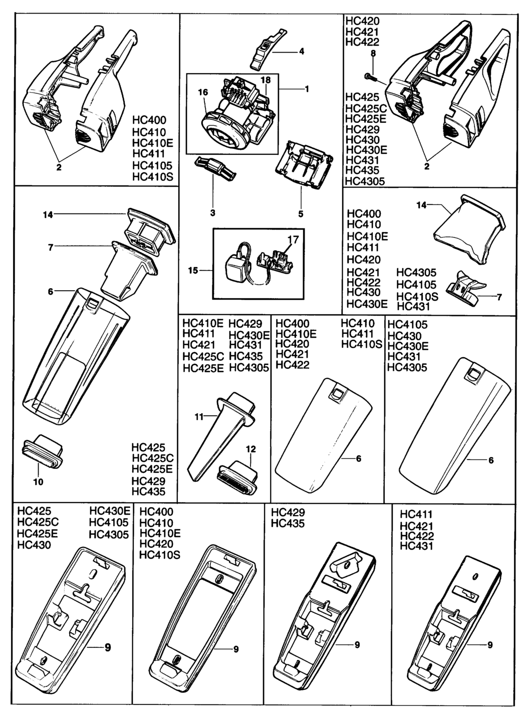 Black & Decker HC431C Type 1 Dustbuster Spare Parts