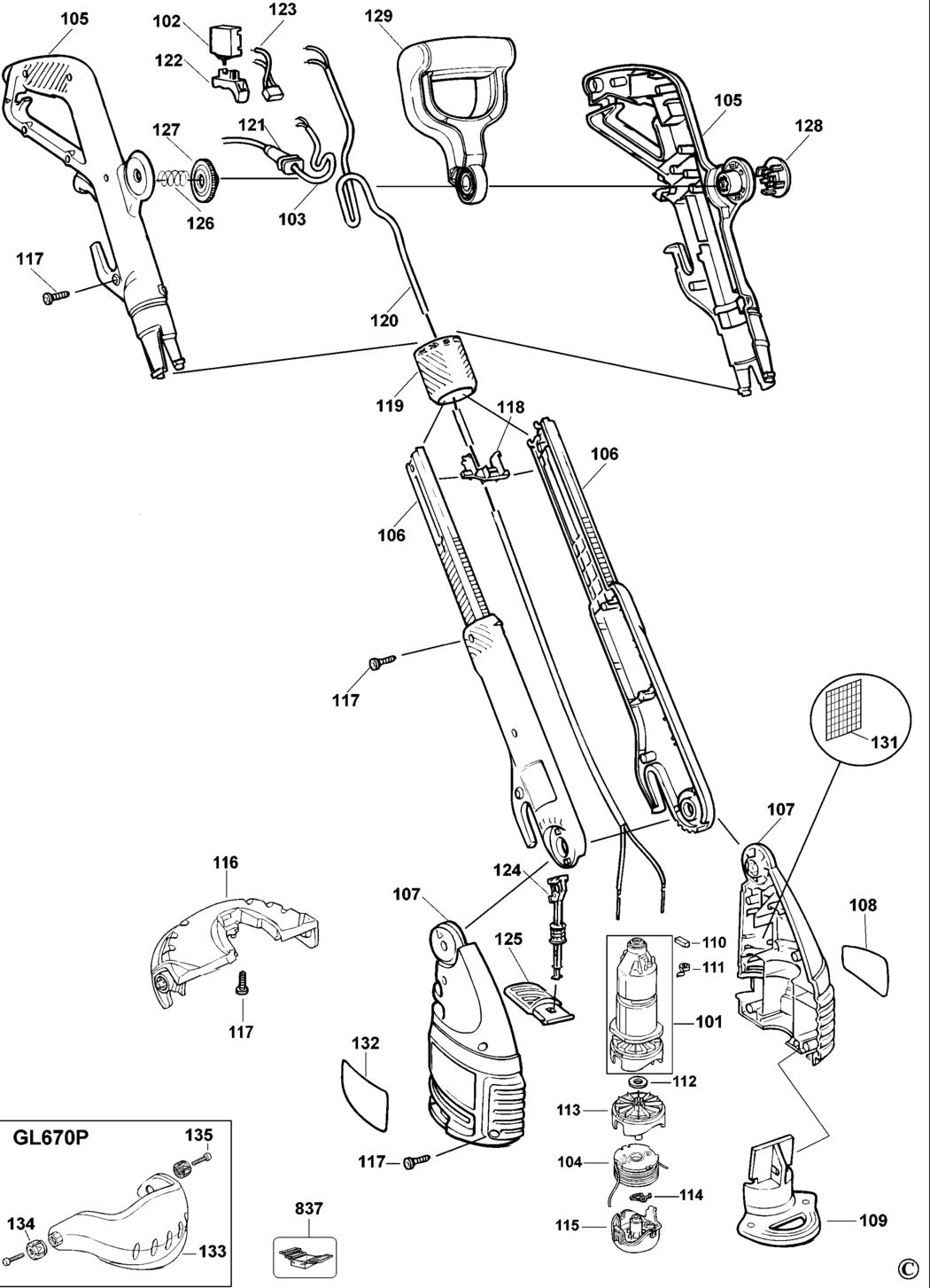 Black & Decker GL670 Type 1 String Trimmer Spare Parts