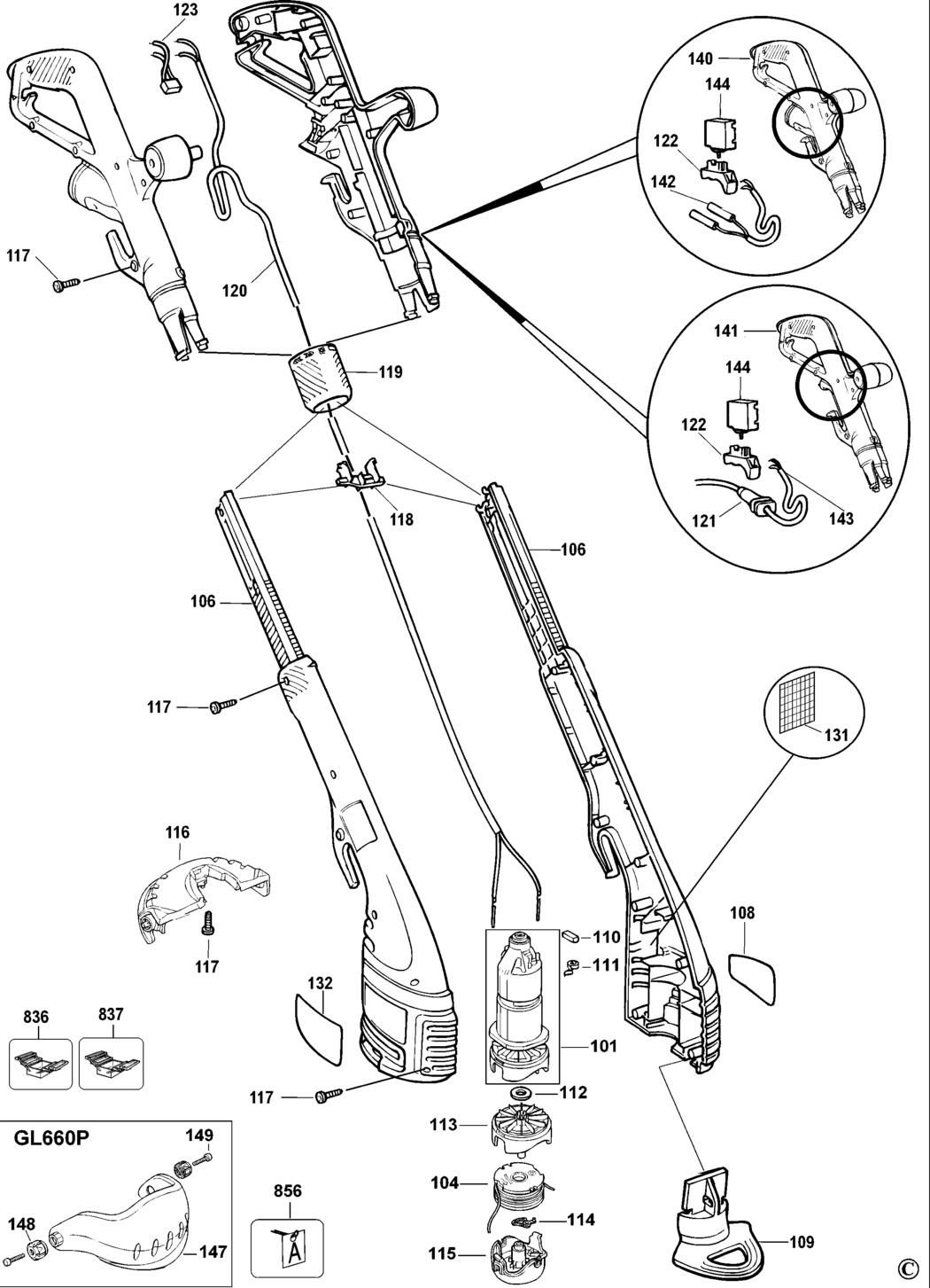 Black & Decker GL650 Type 1 String Trimmer Spare Parts