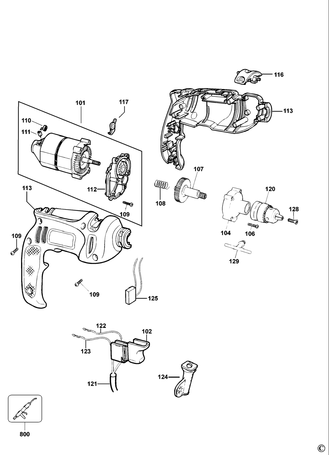 Black & Decker CD200 Type 2 Hammer Drill Spare Parts