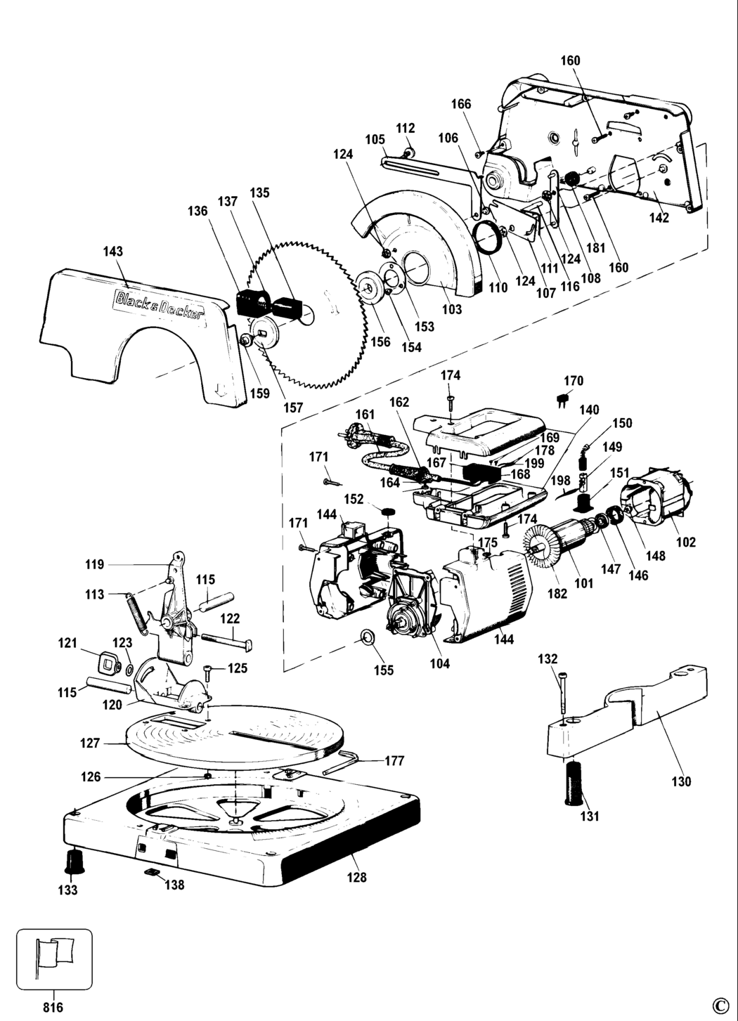 Black & Decker KS805 Type 2 Mitre Saw Spare Parts