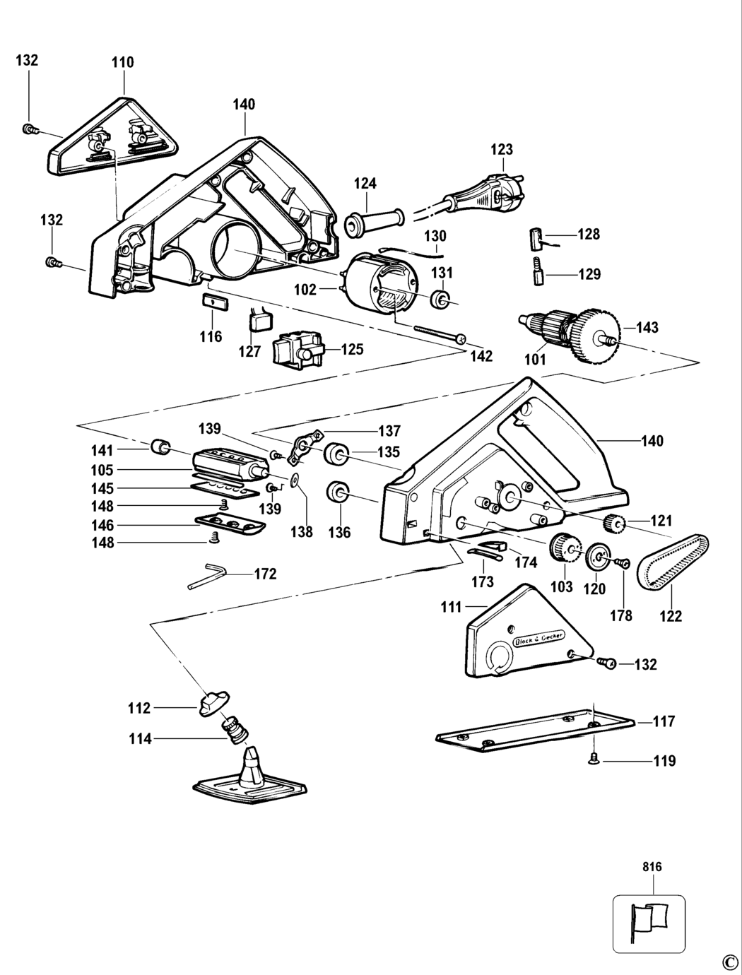 Black & Decker KW710 Type 5 Planer Spare Parts