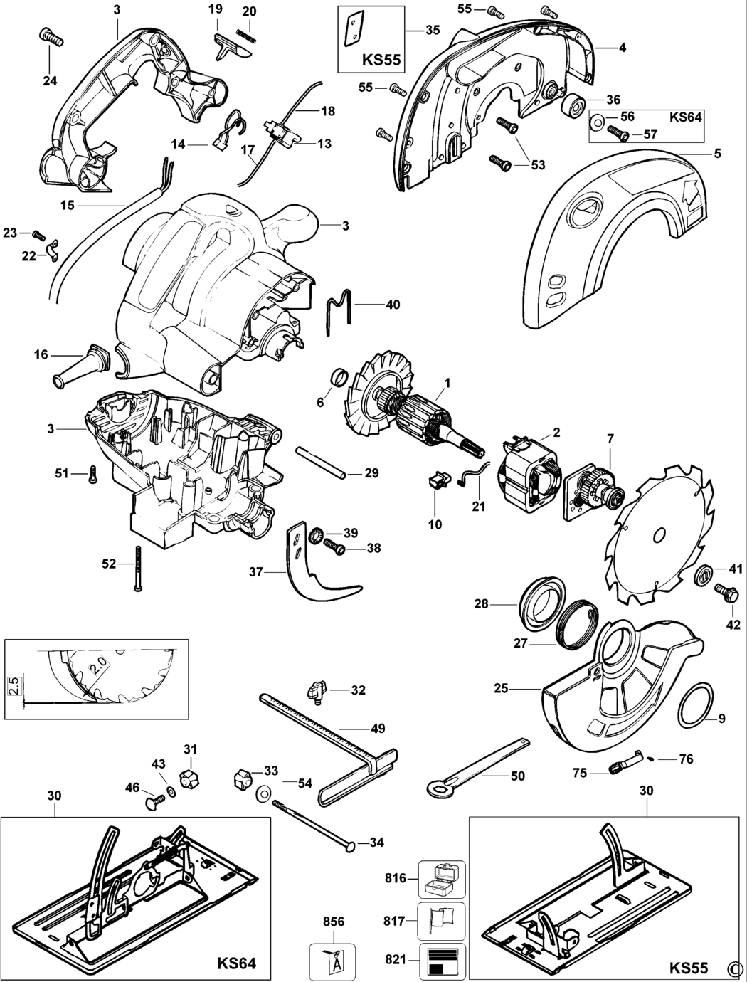 Black Decker KS64 Type 1 Circular Saw Spare Parts Miles Tool