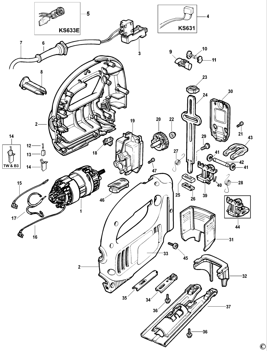 Black & Decker KS631 Type 2 Jigsaw Spare Parts