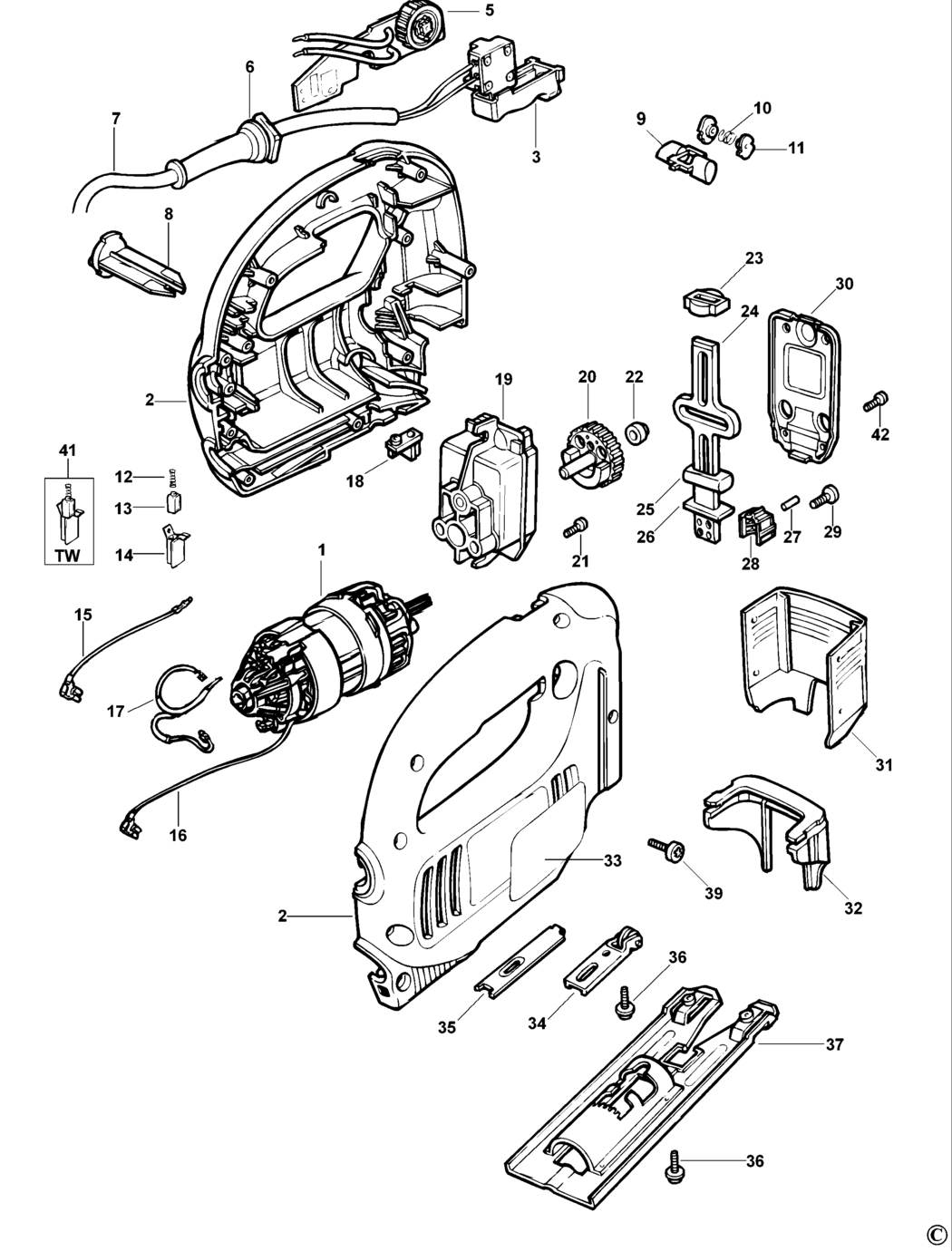 Black & Decker KS632E Type 2 Jigsaw Spare Parts