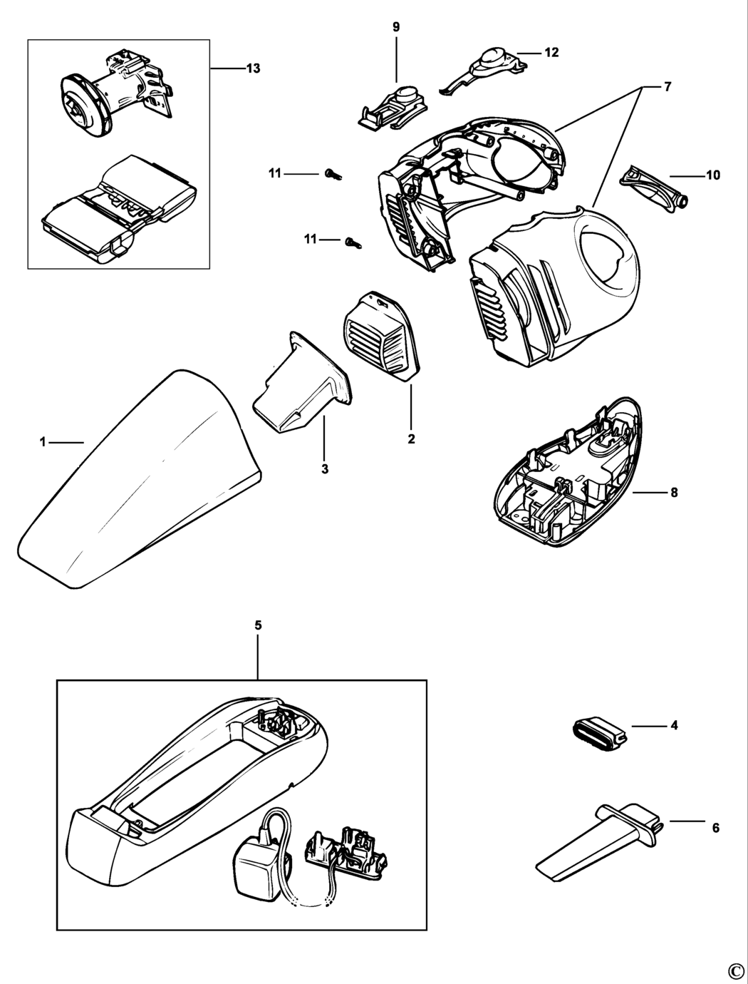 Black & Decker WV3615 Type H1 Dustbuster Spare Parts