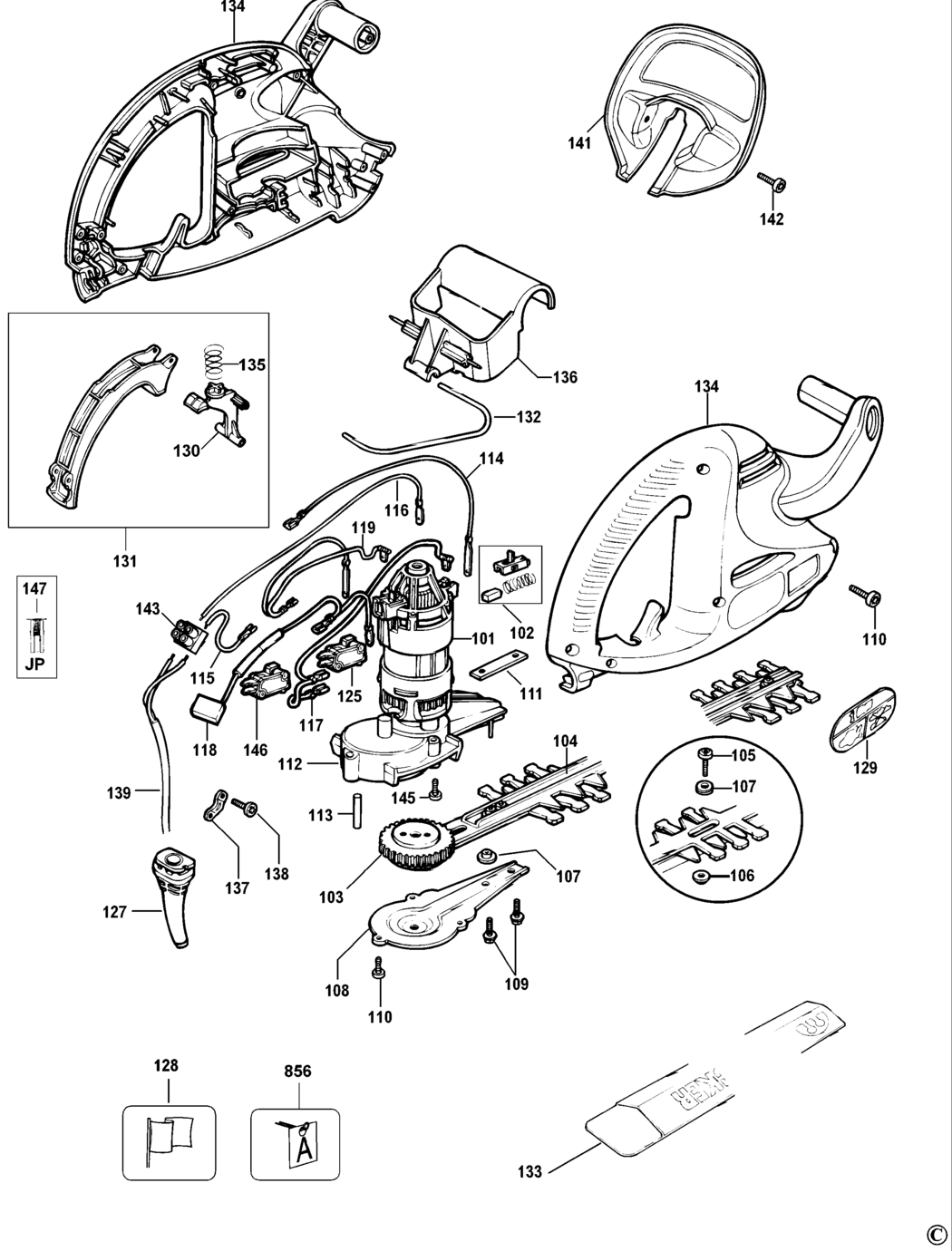 Black & Decker GT360S Type 4 Hedgetrimmer Spare Parts