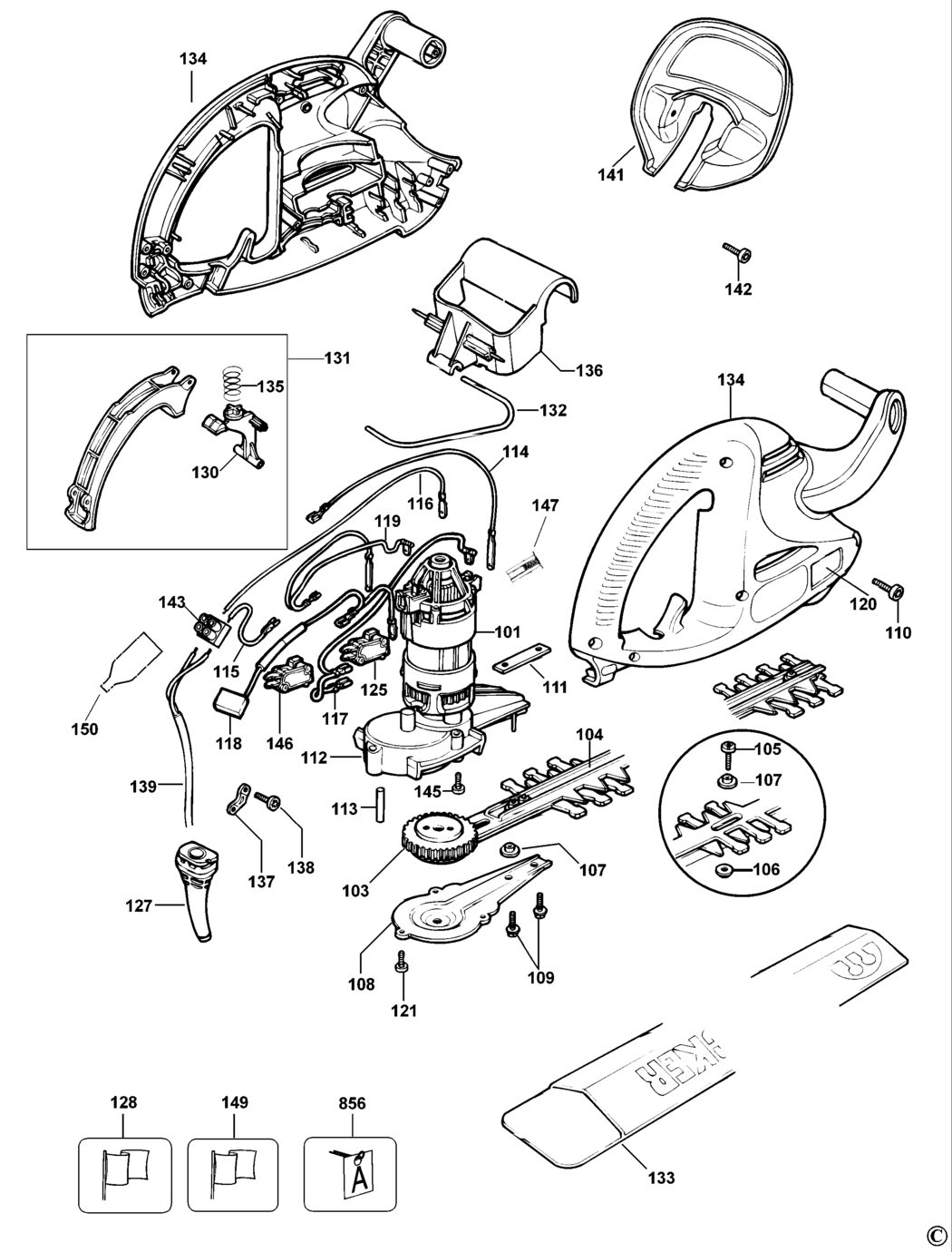 Black & Decker GT328 Type 4 Hedgetrimmer Spare Parts