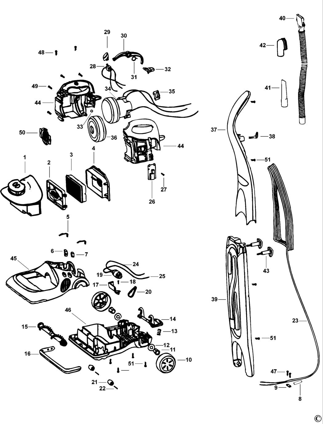 Black & Decker FV5501 Type H1 Floor Vac Spare Parts