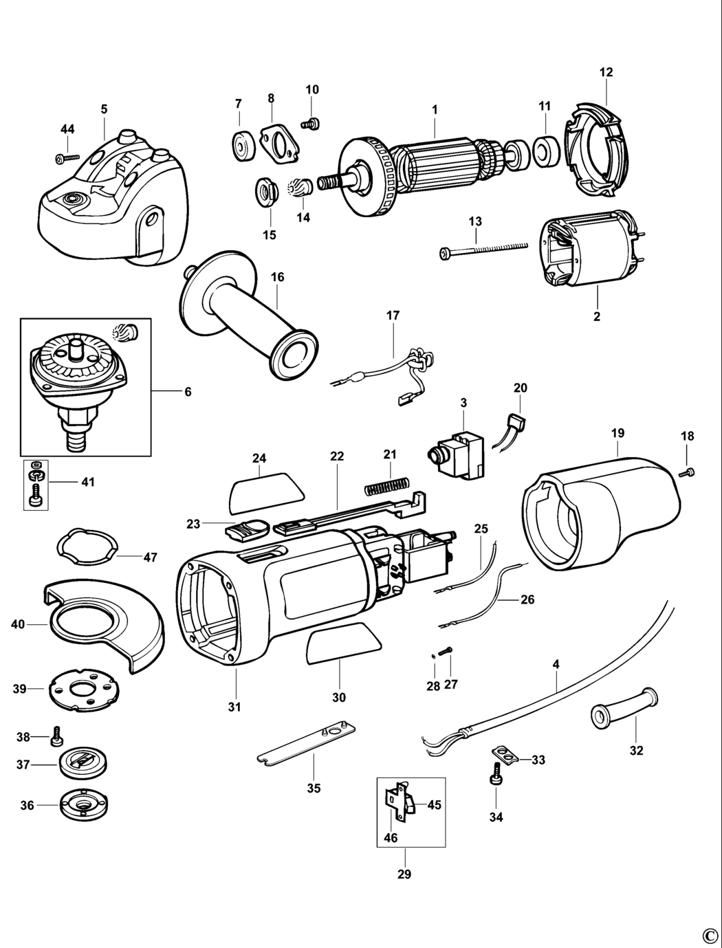 Black & Decker CD110 Type 1 Angle Grinder Spare Parts