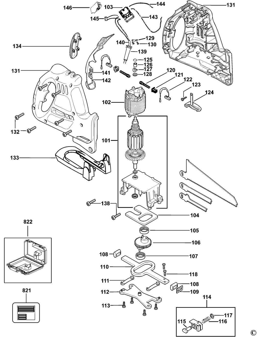 Black & Decker KS890E Type 2 Saw Spare Parts