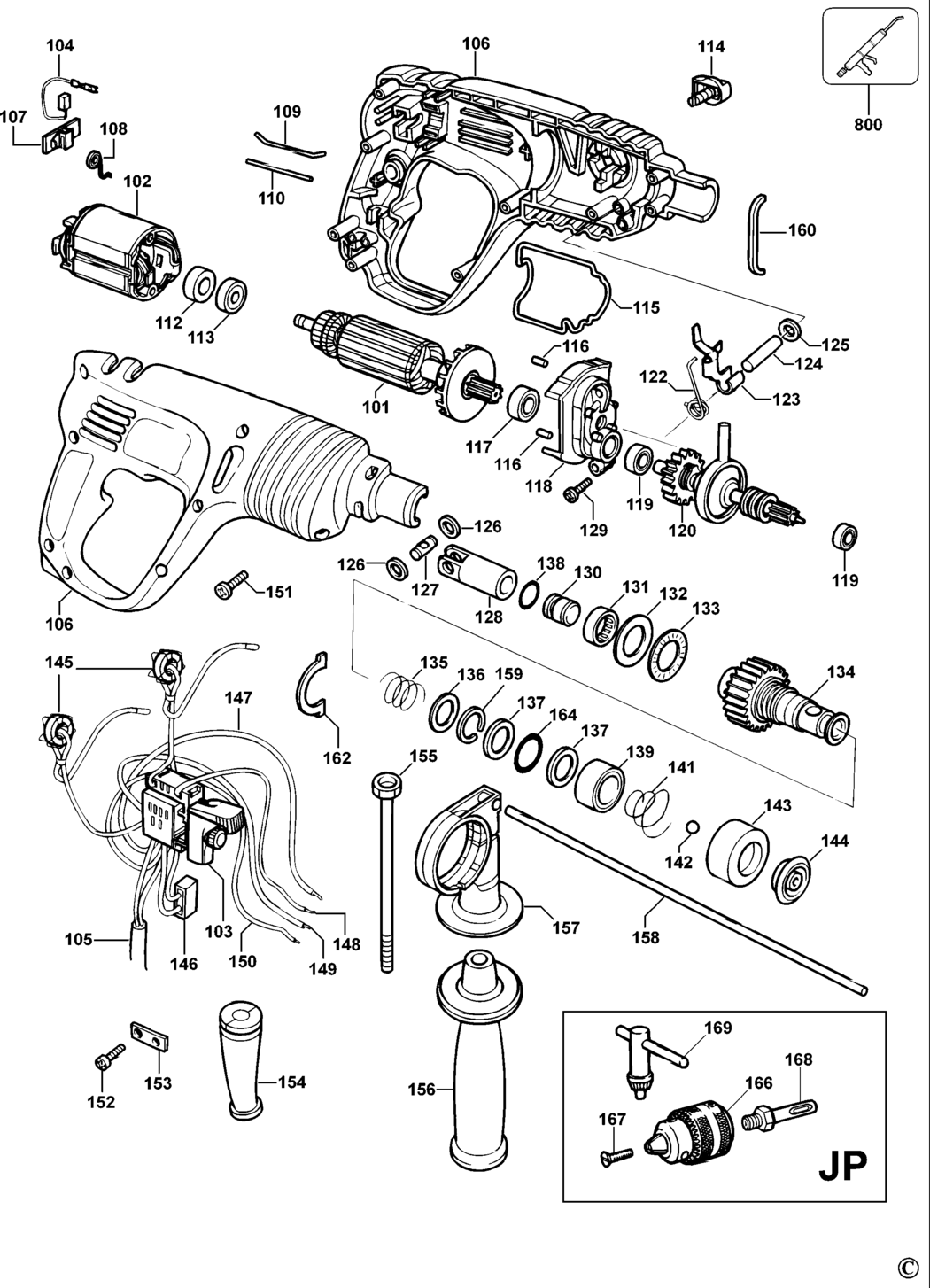 Black & Decker KD950K Type 2 Rotary Hammer Spare Parts