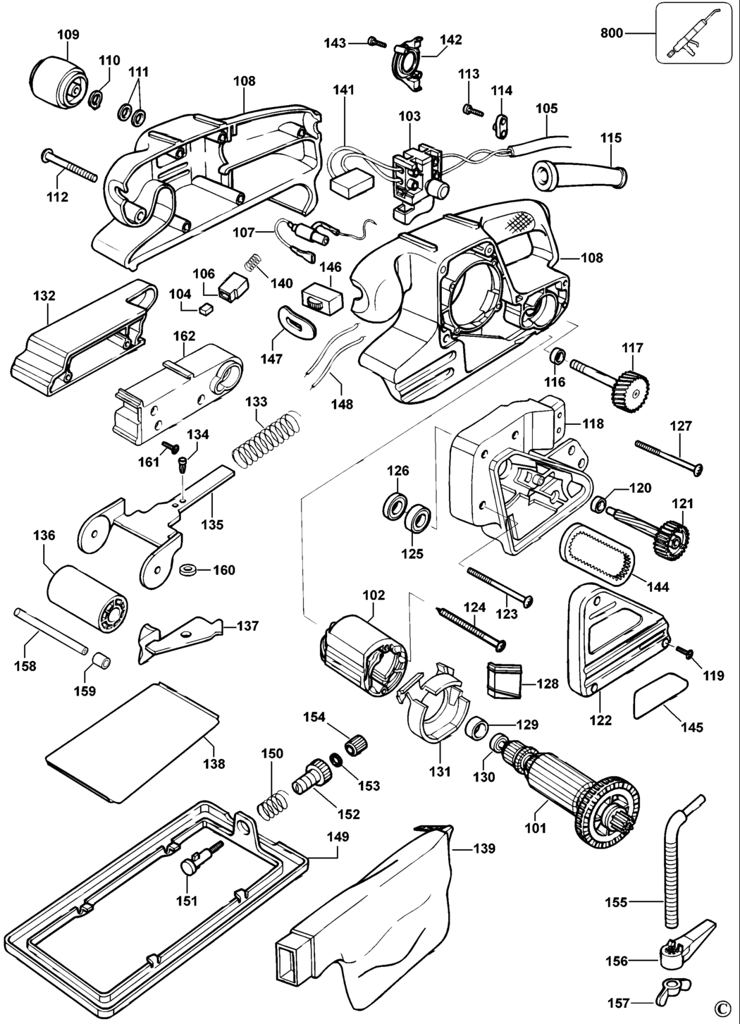 Black & Decker KA85EK Type 2 Belt Sander Spare Parts