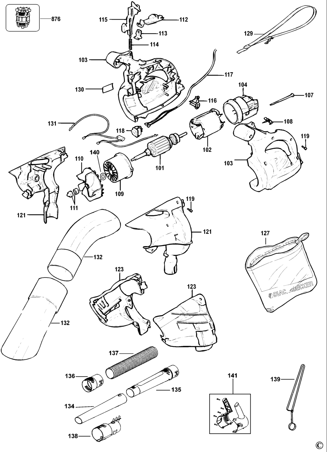 Black & Decker GW254 Type 5 Blowvac Spare Parts