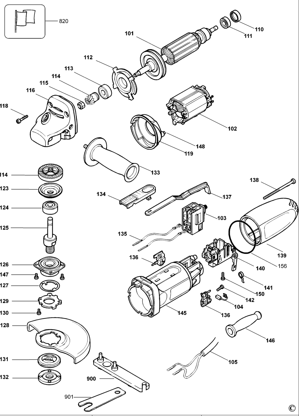 Black & Decker KG75 Type 2 Angle Grinder Spare Parts