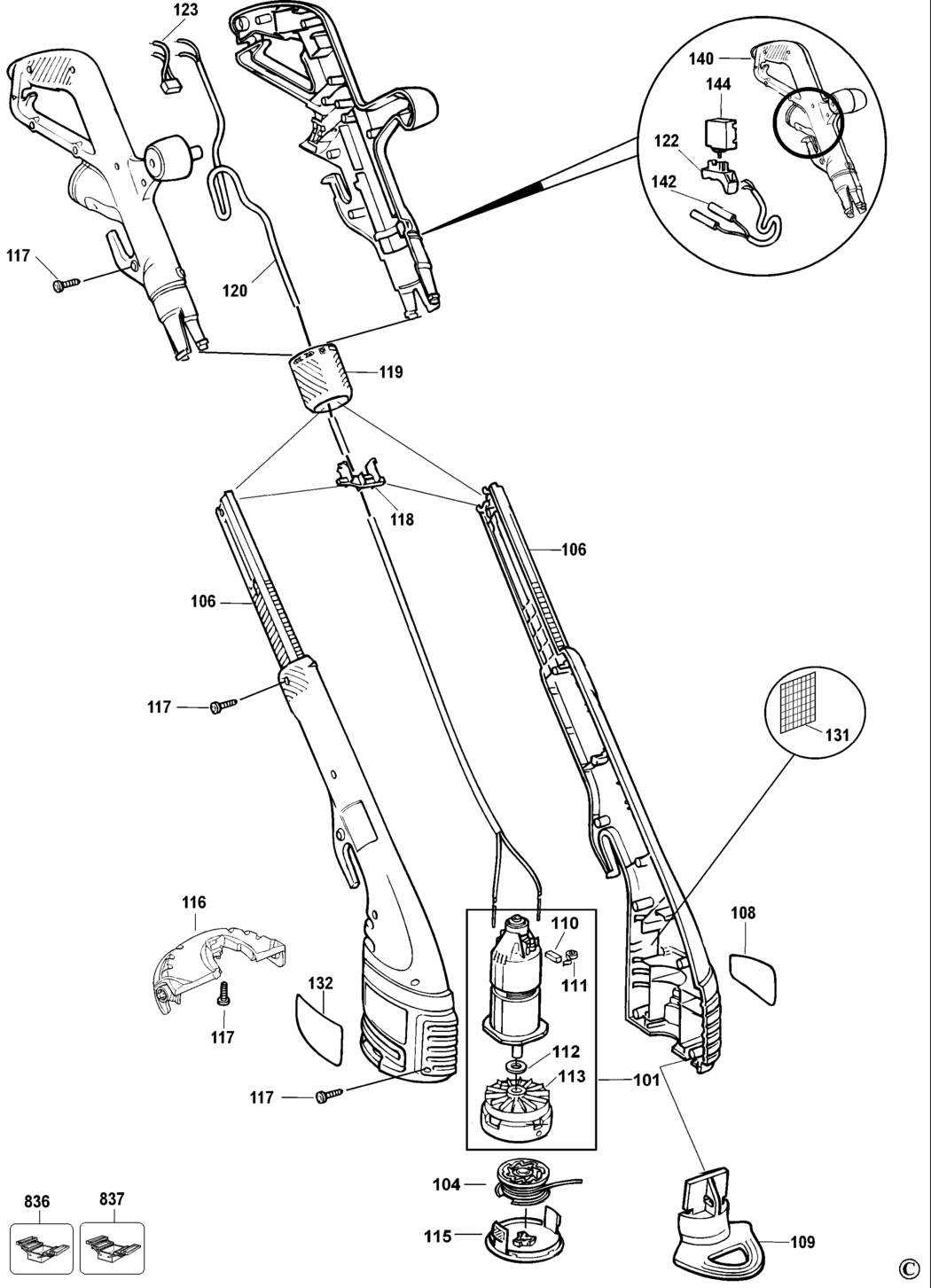 Black & Decker GL555XC Type 4 String Trimmer Spare Parts