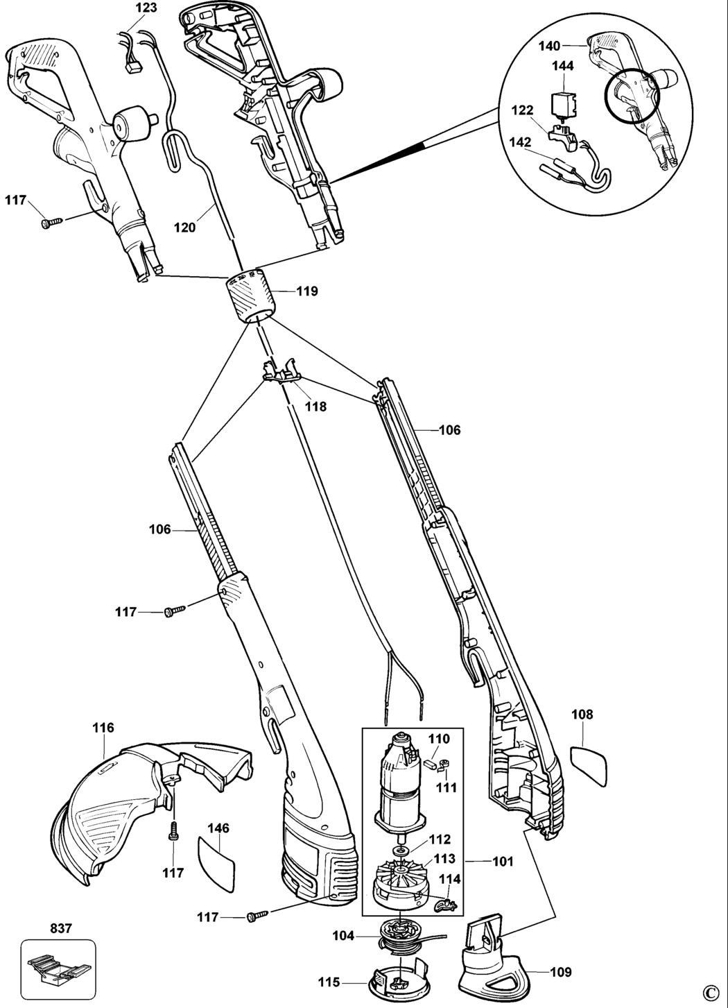 Black & Decker GL560PXC Type 5 String Trimmer Spare Parts