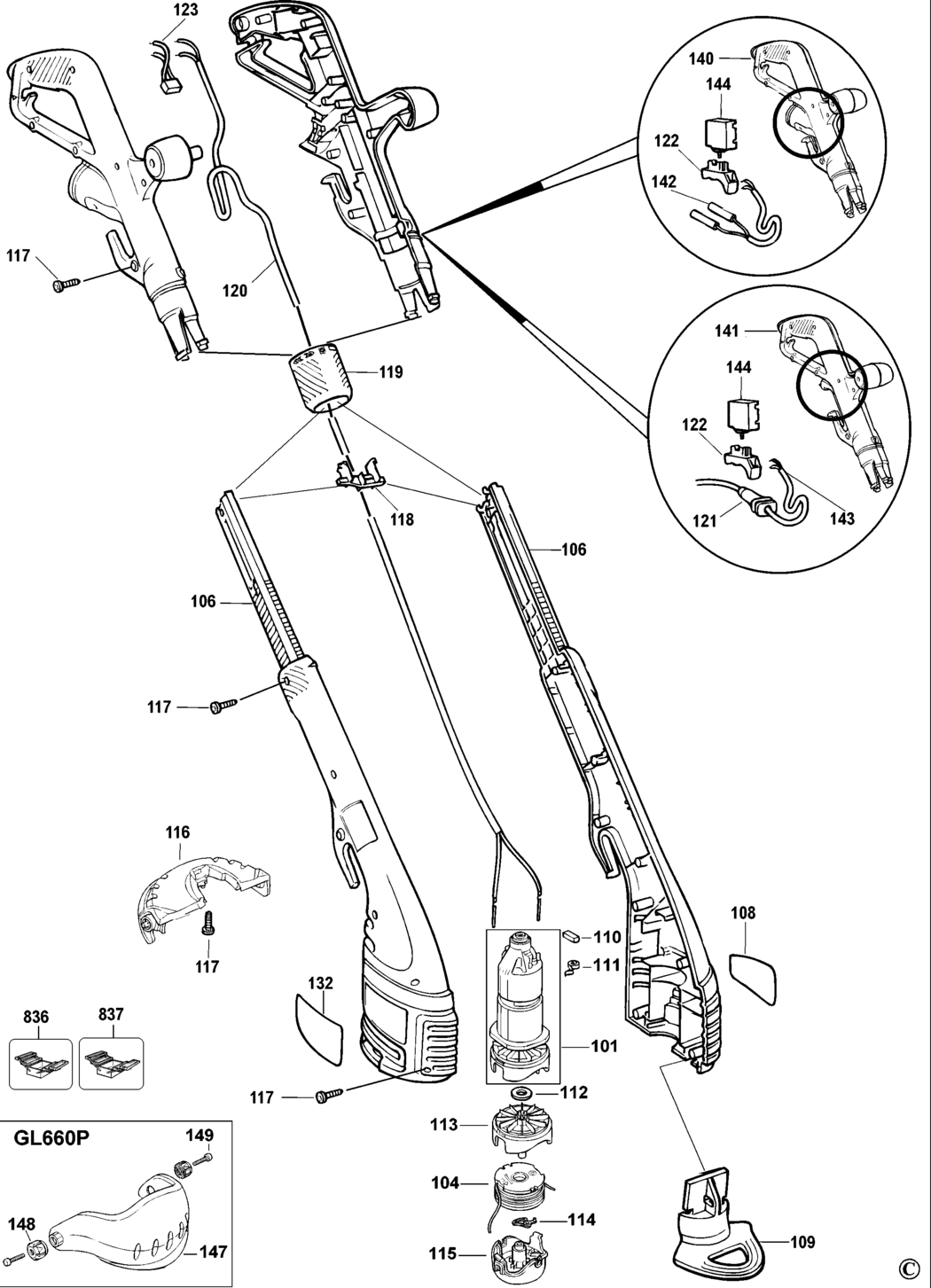 Black & Decker GL660 Type 2 String Trimmer Spare Parts