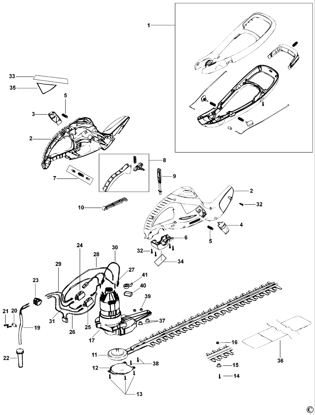 Black & Decker GT524 Type 1 Hedgetrimmer Spare Parts