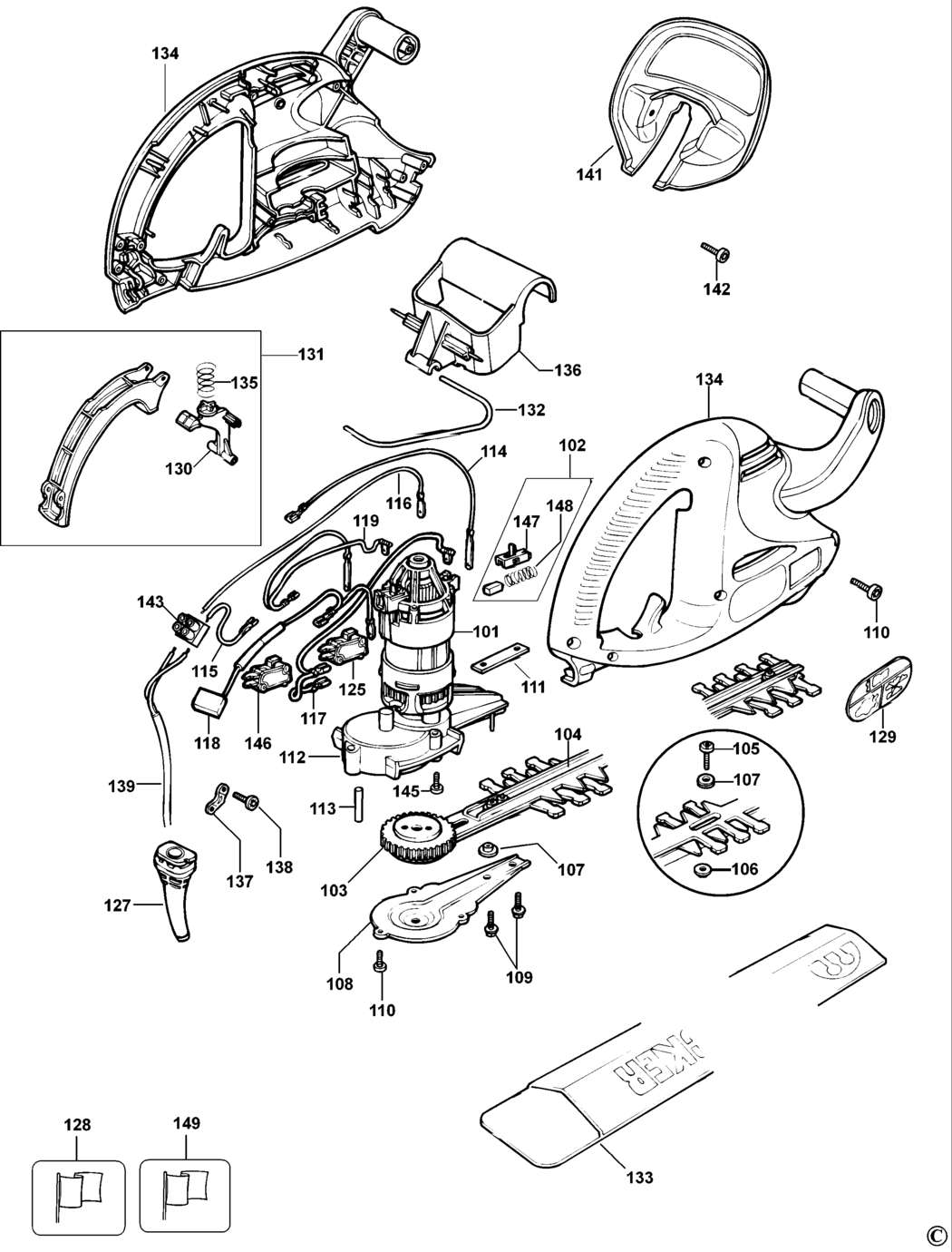 Black & Decker GT250 Type 4 Hedgetrimmer Spare Parts