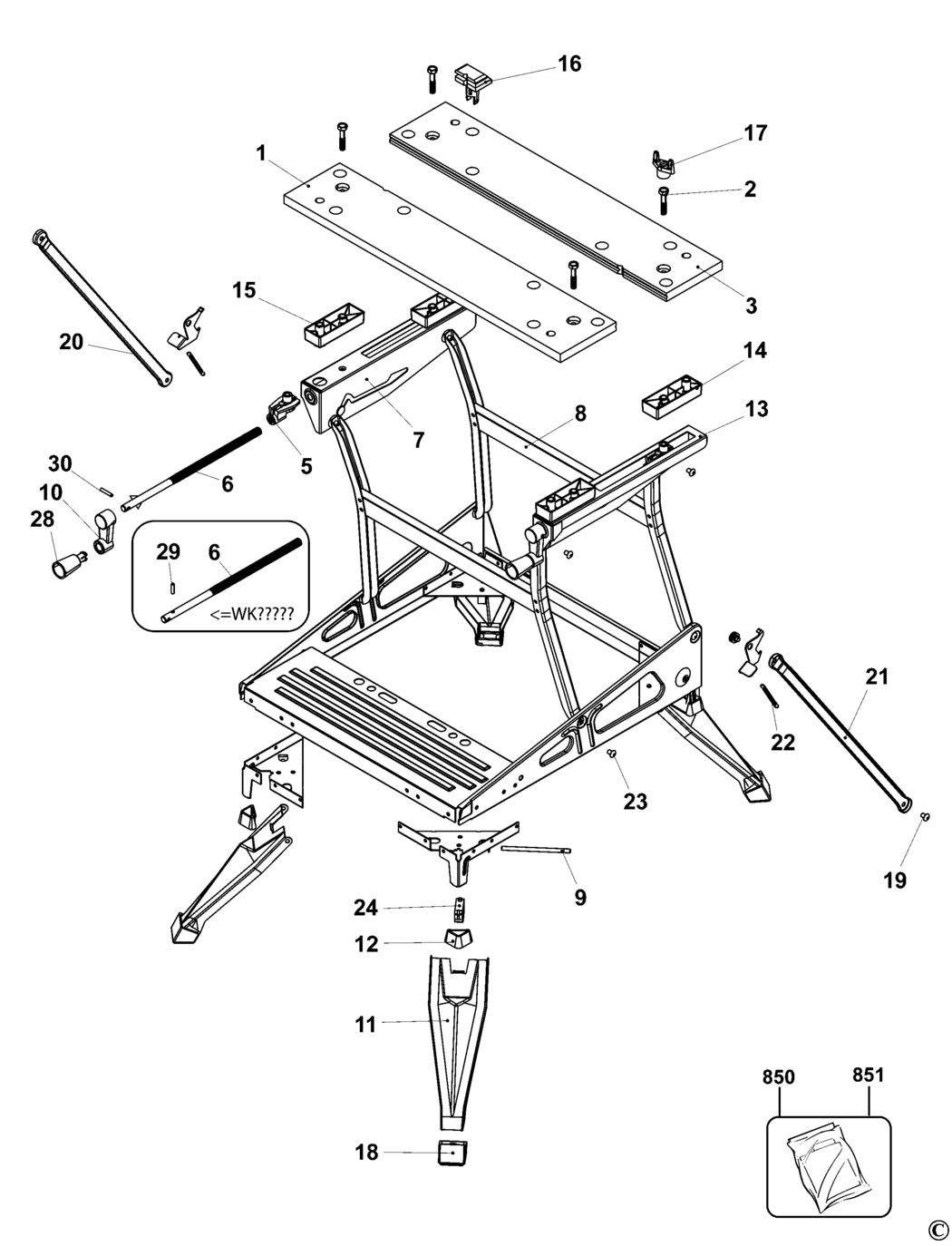 Black & Decker WM536 Type 10 Workmate Spare Parts