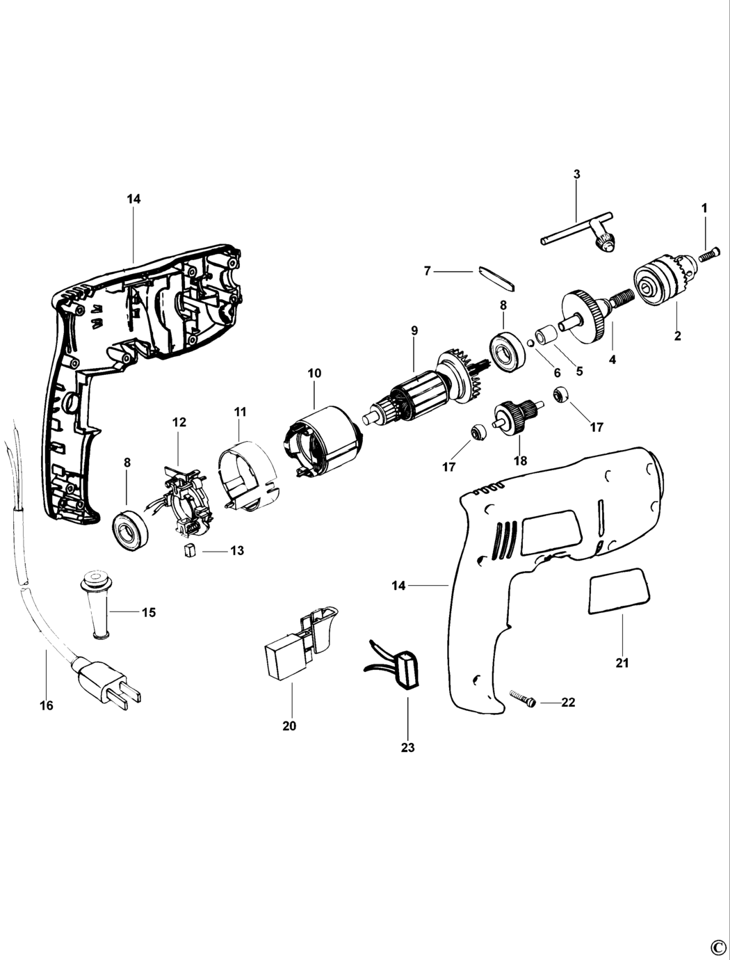 Black & Decker P1181 Type 1 Drill Spare Parts