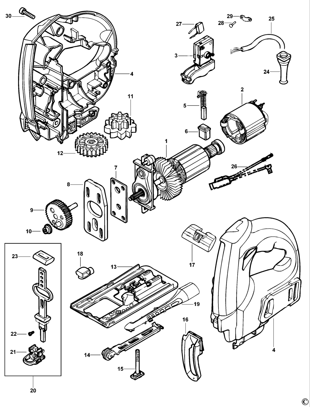 Black & Decker KS888E Type 1 Jigsaw Spare Parts