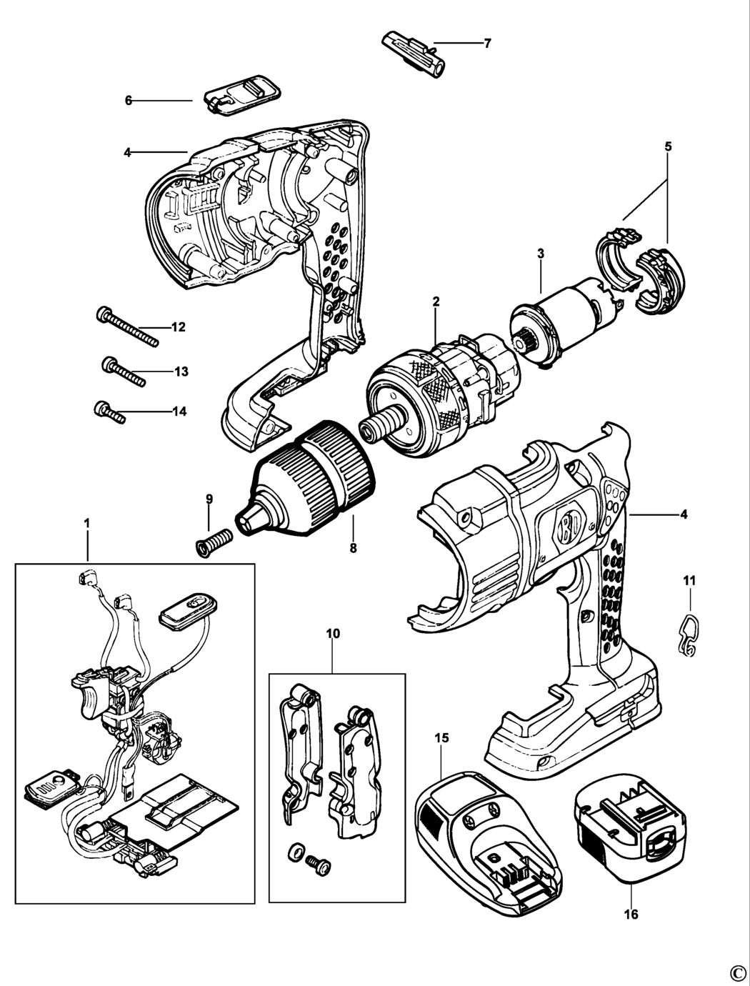 Black & Decker RD1440 Type 1 Cordless Drill Spare Parts