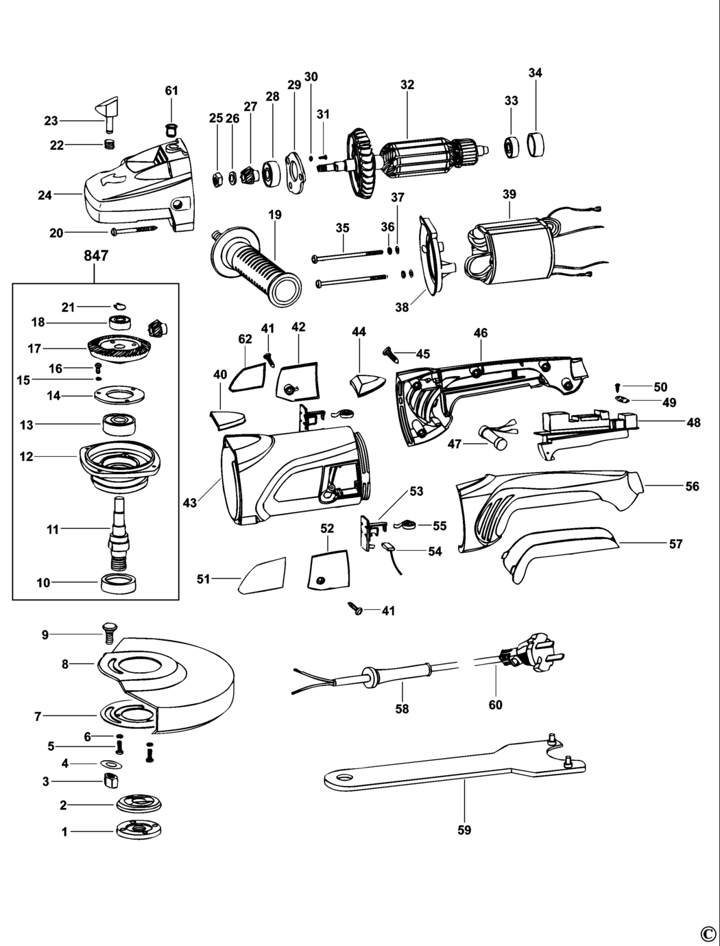 Black & Decker KG2000 Type 1 Angle Grinder Spare Parts