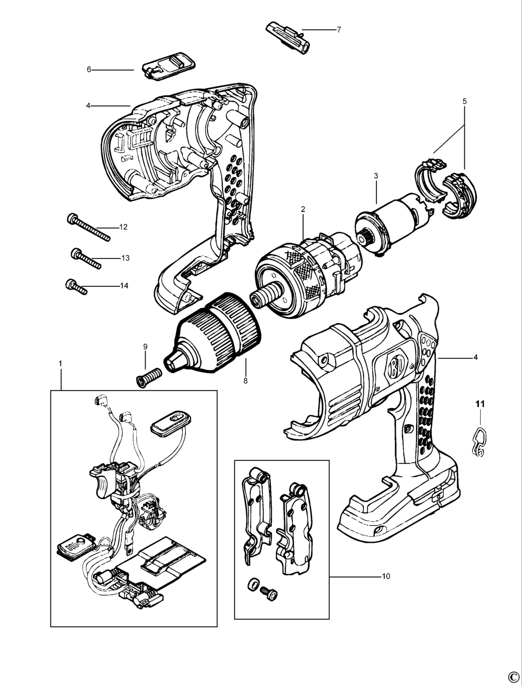 Black & Decker RD1441 Type 1 Cordless Drill Spare Parts