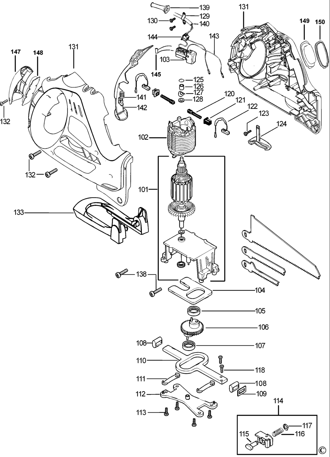 Black & Decker KS890GT Type 1 Saw Spare Parts