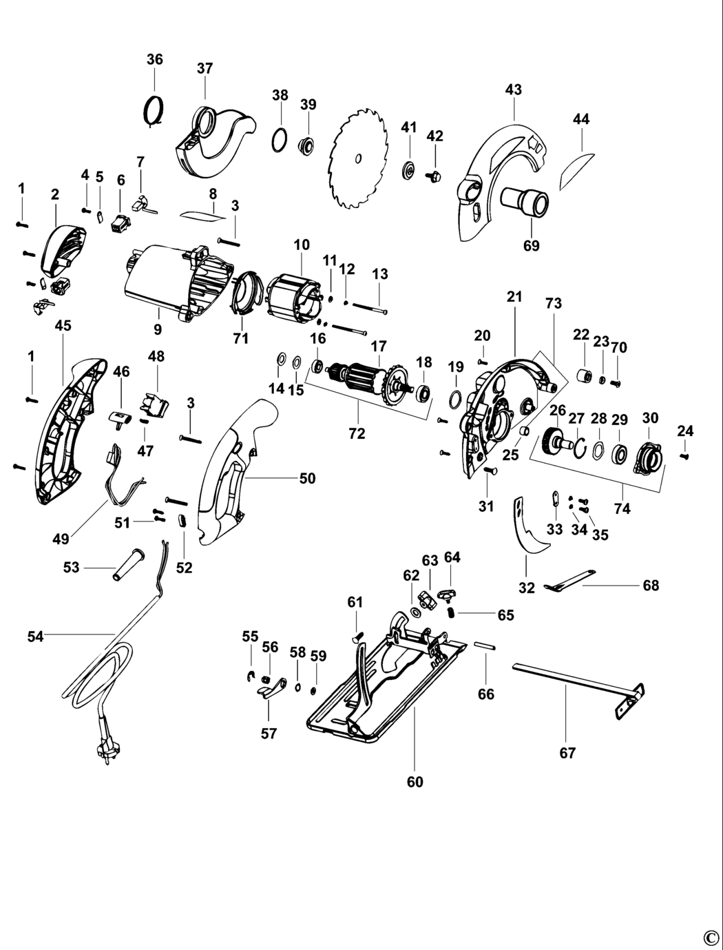 Black & Decker CD601 Type 1 Circular Saw Spare Parts