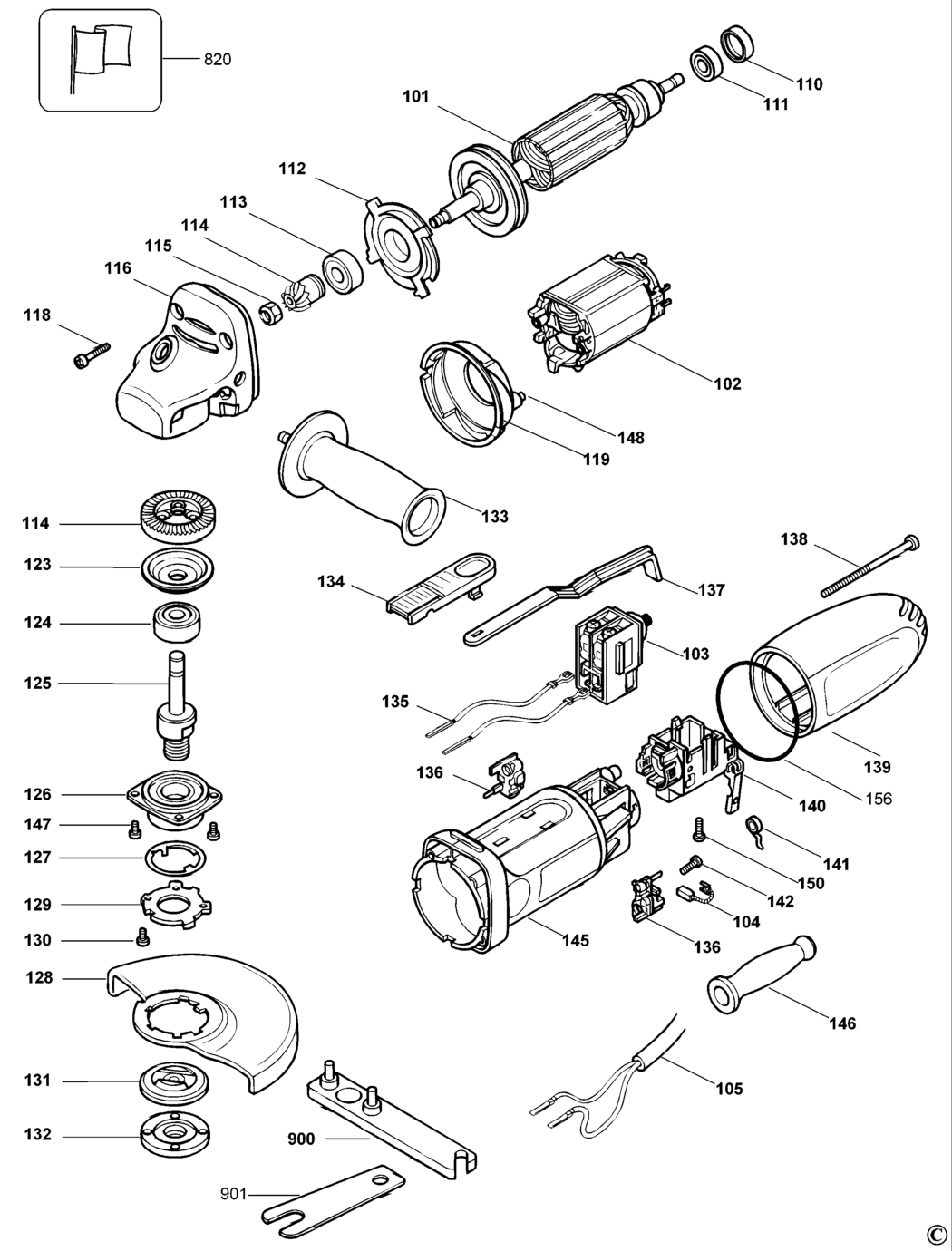 Black & Decker KG75 Type 4 Angle Grinder Spare Parts