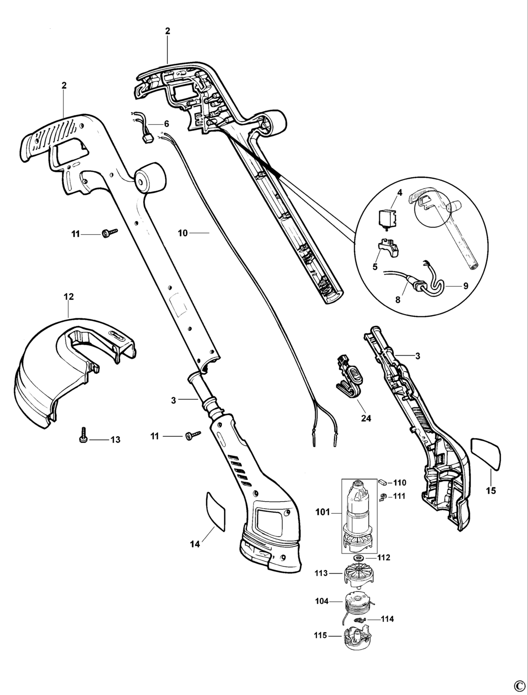 Black & Decker GL546SC Type 1 String Trimmer Spare Parts