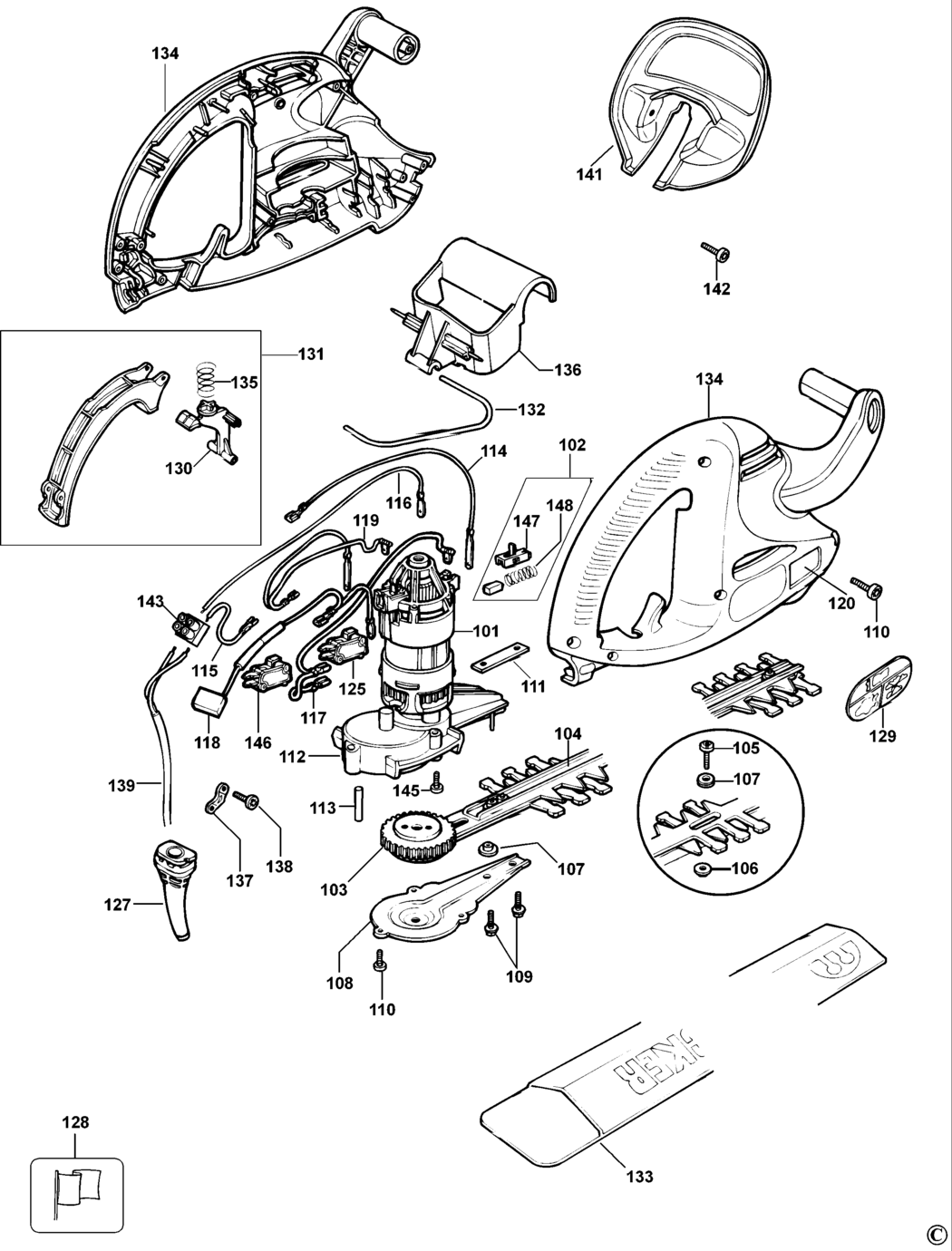 Black & Decker GT240P Type 1 Hedgetrimmer Spare Parts