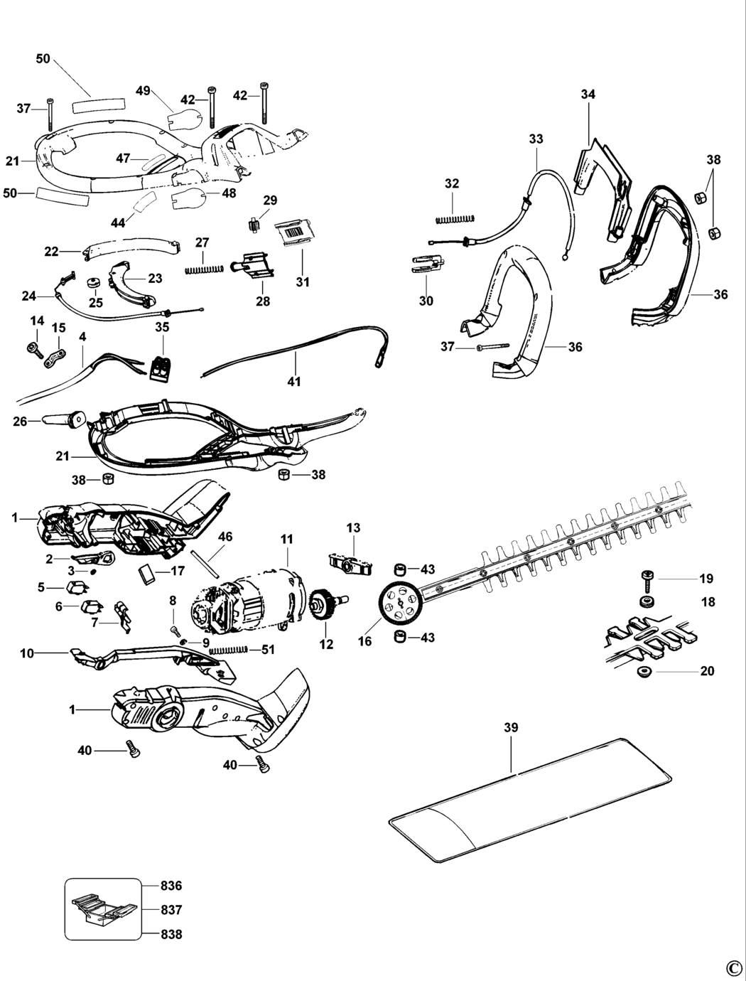 Black & Decker GT370 Type 1 Hedgetrimmer Spare Parts