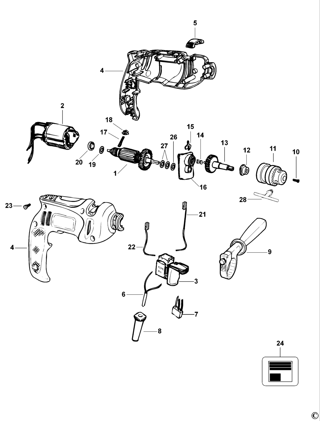 Black & Decker KR400REK Type 4 Drill Spare Parts