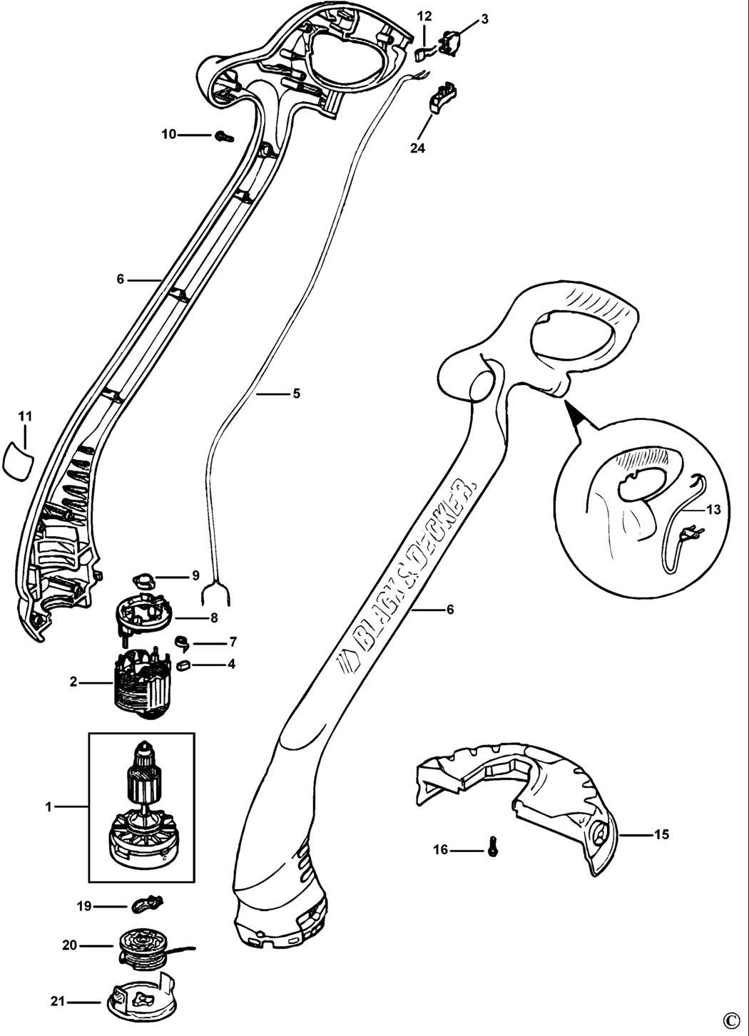 Black & Decker GL30 Type 1 String Trimmer Spare Parts