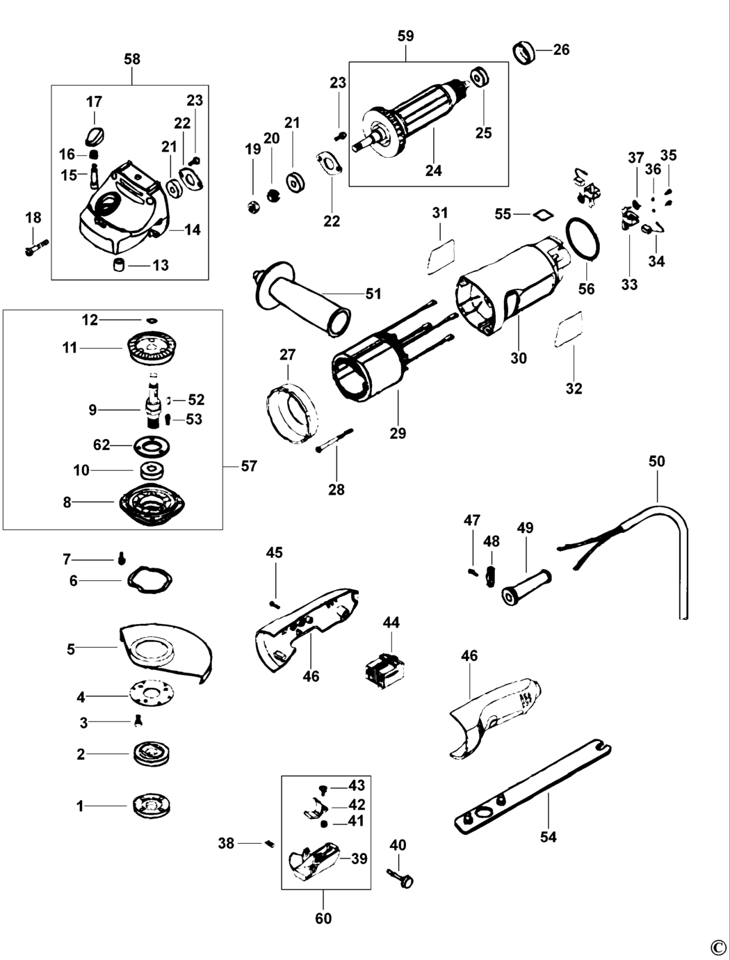 Black & Decker KG1200 Type 1 Angle Grinder Spare Parts