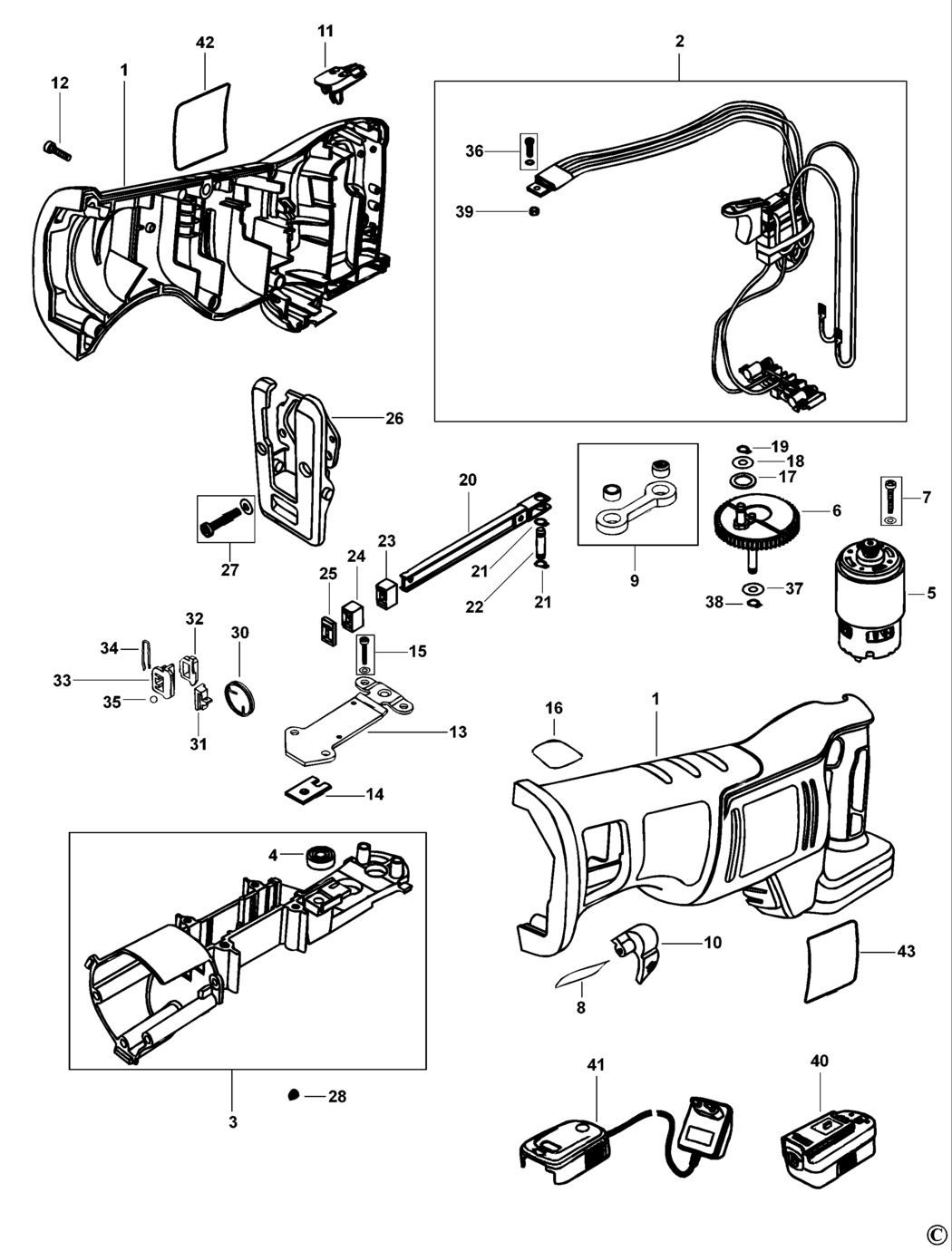 Black & Decker KS1880S Type 1 Reciprocating Saw Spare Parts