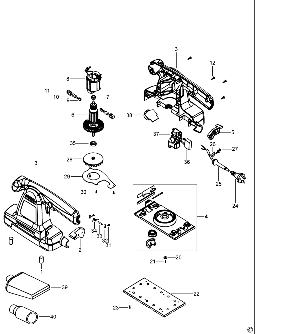 Black & Decker KA274EK(L) Type 1 Orbital Sander Spare Parts