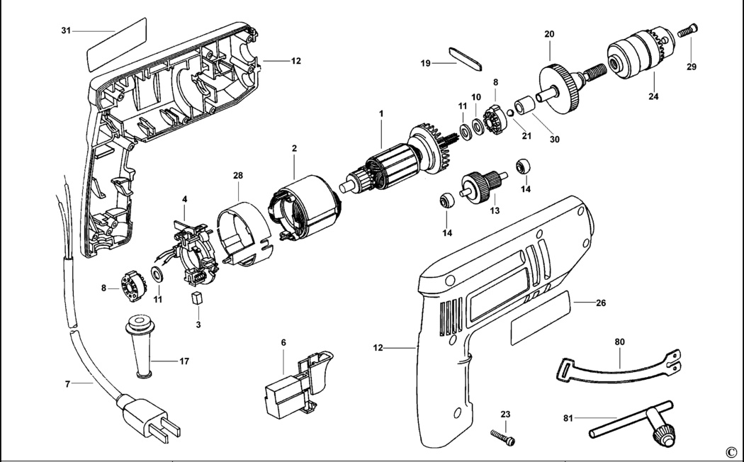 Black & Decker 7152 Type 1 - 2 Drill Spare Parts