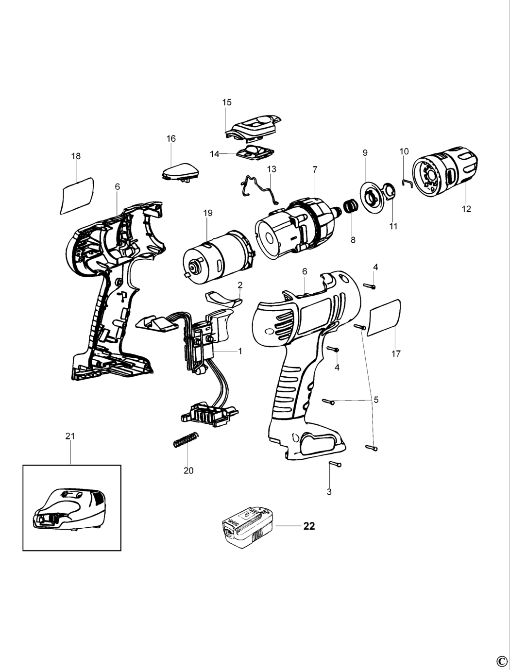 Black & Decker HP126F2 Type 3 Cordless Drill Spare Parts