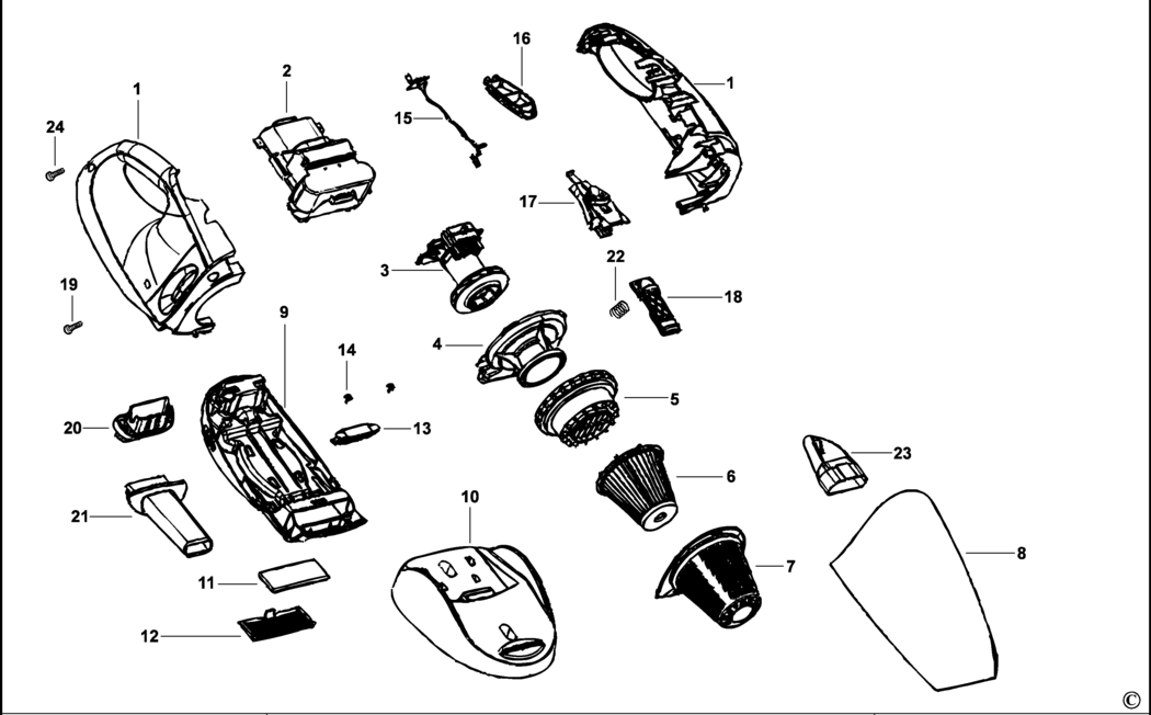 Black & Decker CV9605 Type H1 Dustbuster Spare Parts