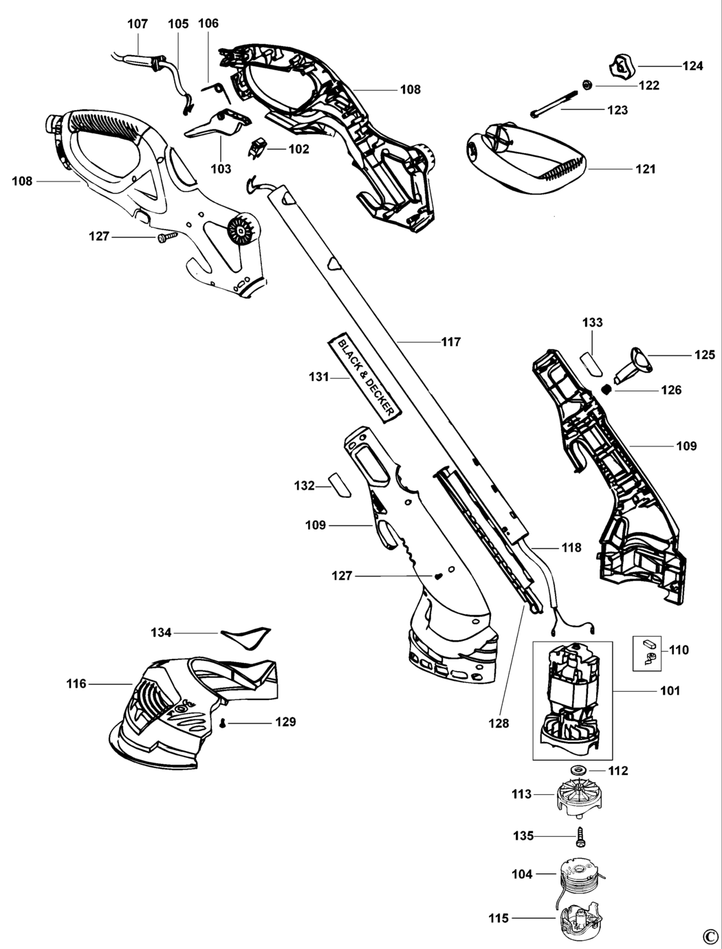 Black & Decker GL675 Type 1 String Trimmer Spare Parts