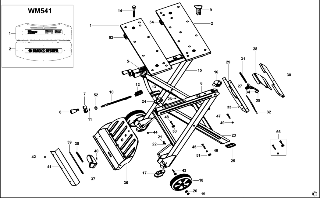 Black & Decker WM540 Type 1 Workmate Spare Parts